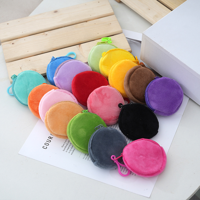 Fruit color plush round coin purse keychain cute wallet ladies ID card bag simple coin bag wholesale