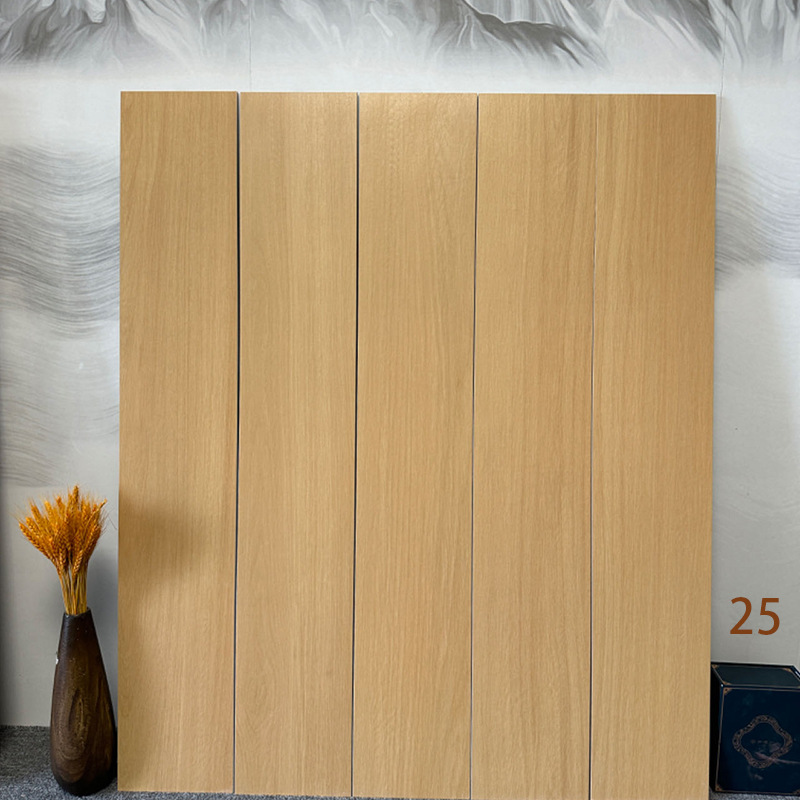 Foshan All-Ceramic Double Zero Water-Absorbent Straight Edge Wood Grain Tiles 200X1200 Tongpu Living Room Bedroom Log Style Wood Grain Tiles