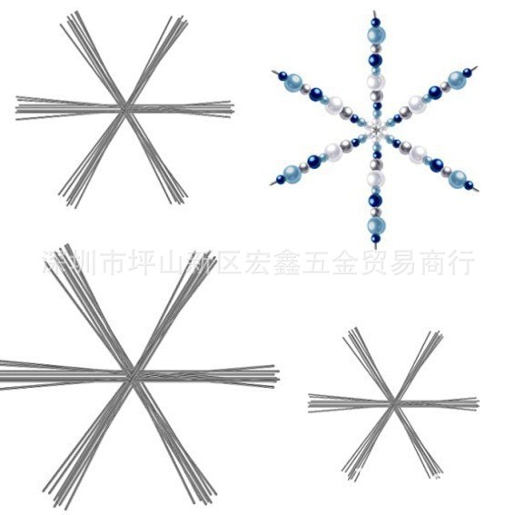 Перекрестный проволочный крючок для рождественского декора с бусинами и снежинкой, гибкий и сварной, доступен в больших и малых размерах