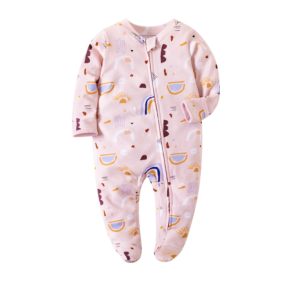 Source manufacturers wholesale baby jumpsuit double zipper head cotton home clothes baby clothing children's jumpsuit summer
