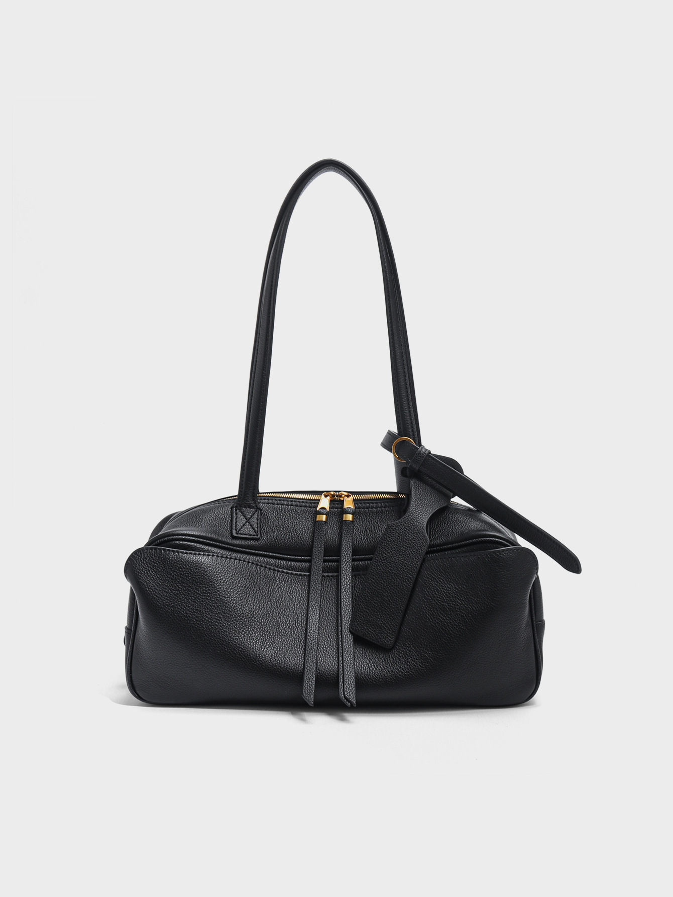 B Brand Bag Korean Niche Carriebowling Bowling Women's Bag Simple First Layer Cowhide Boston Bag