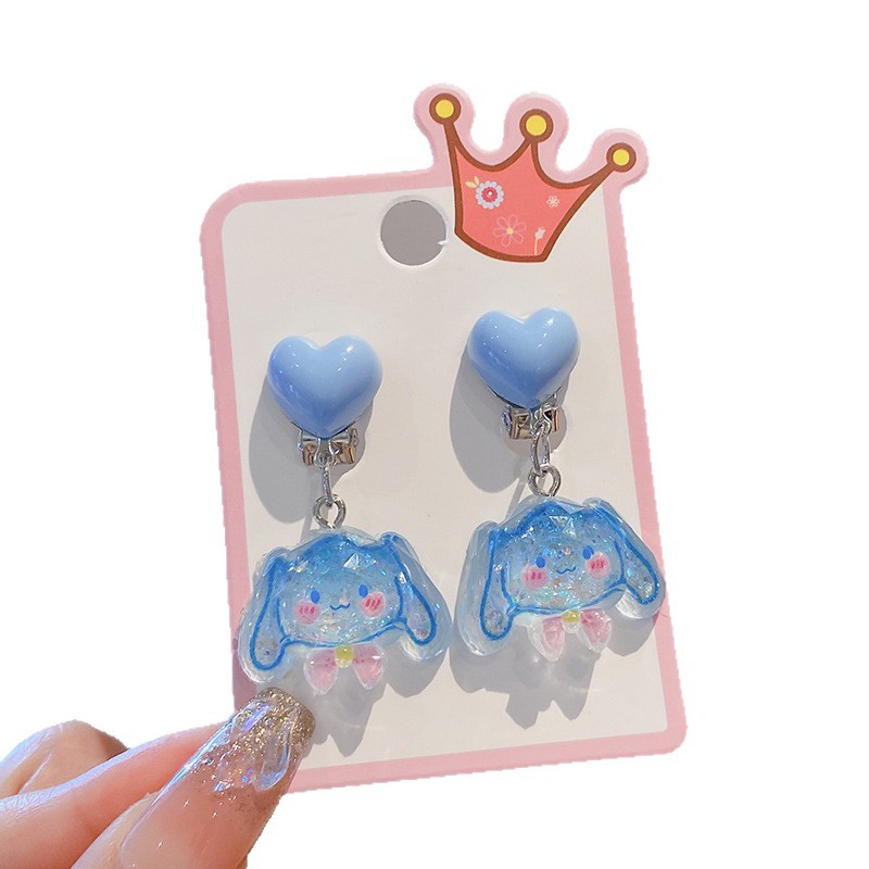 Cute Cartoon Children's Pendant Ear Clip New Sweet Princess Earrings Girls Colorful Sanrio Earrings