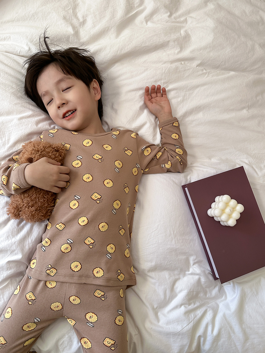Children's Pajamas Category a Autumn and Winter Boys and Girls Baby Wool Pull-Up Home Clothes Small, Medium and Large Kidsren Cartoon Thermal Intimates