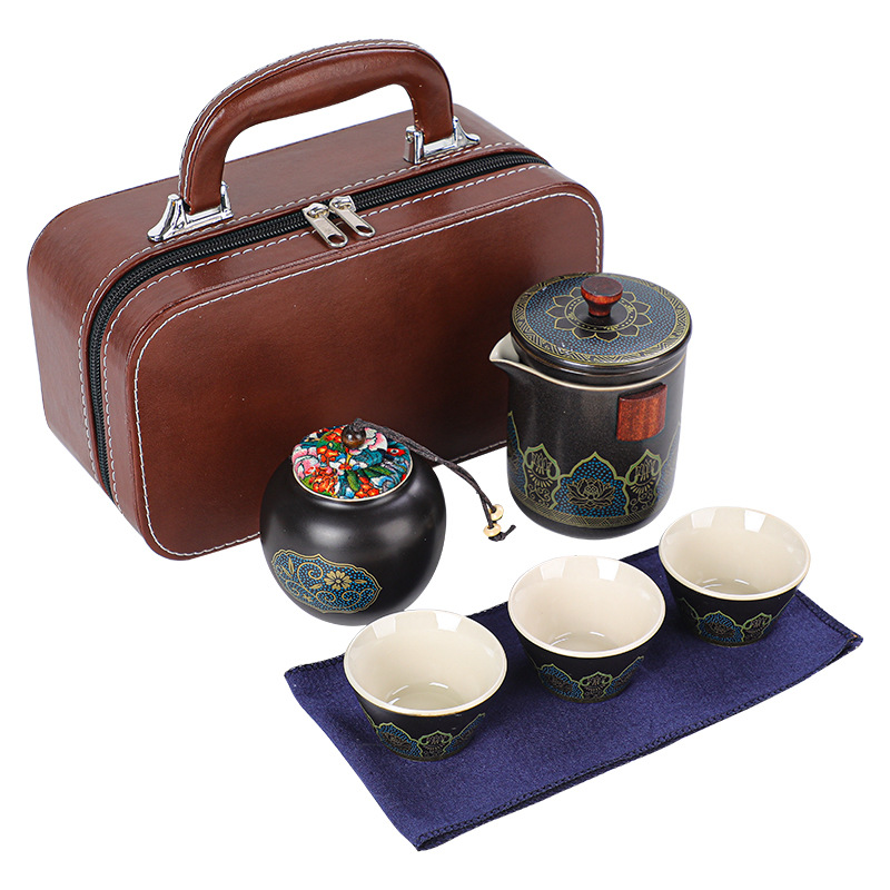 High-end Travel Tea Set Outdoor Portable Tea Set Portable Car Express Cup Storage Bag Gift