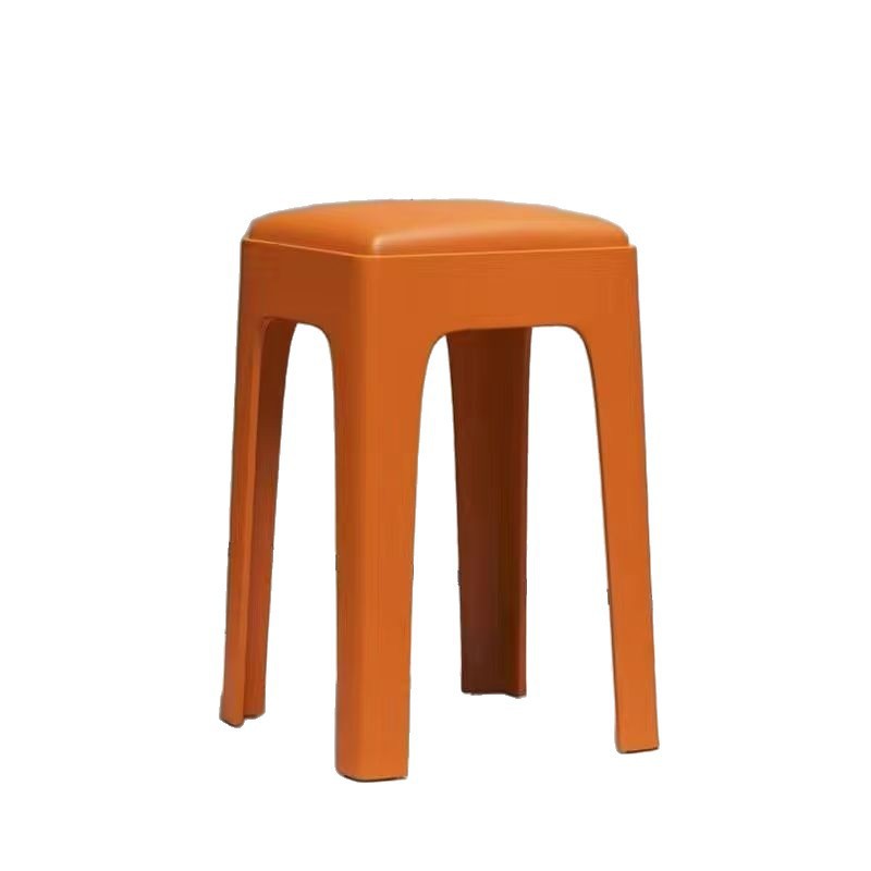 Stool for Home Use, Thickened and Sturdy Plastic, Soft Cushioned Square Stool for Living Room, Simple Non-Slip Dining Stool, Stackable Dining Table High Stool
