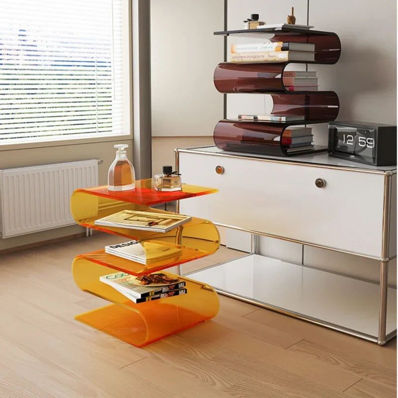 Cross-border explosions acrylic transparent side table Nordic living room sofa side table corner table bedroom S-shaped rack ins