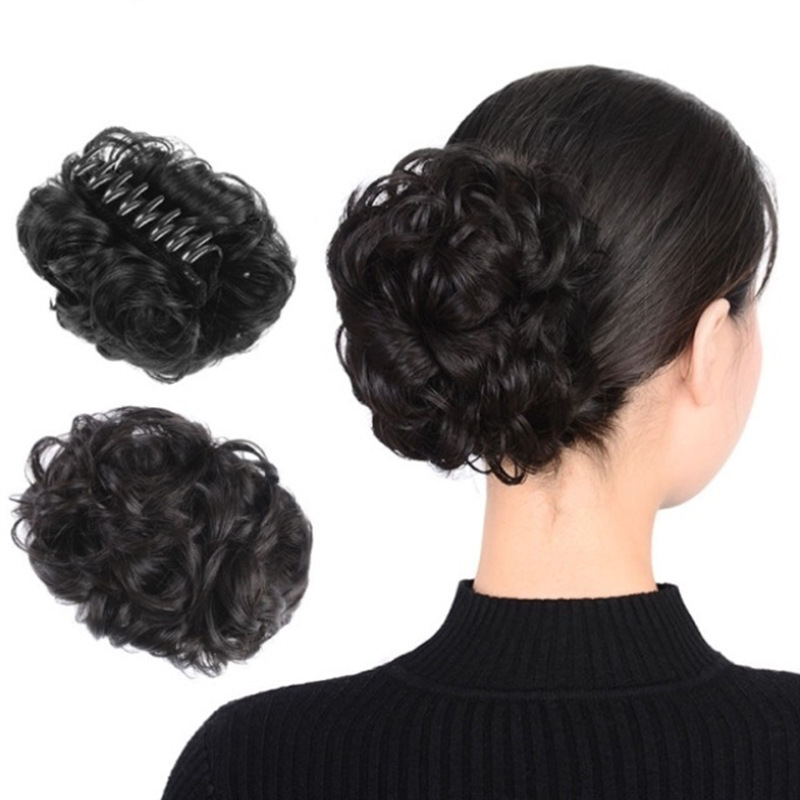 Factory wholesale grab clip ball head fluffy wig hair accessories lazy hair curler flower corn high temperature silk hair ring