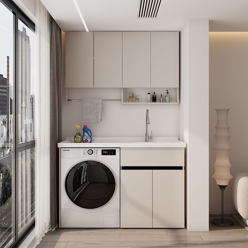 Комбинированный шкаф для стирки с раковиной и стиральной доской, алюминиевый, для балкона