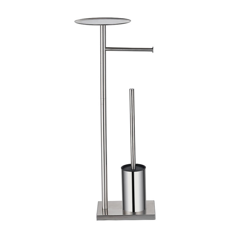 Yiruijia Floor-Standing Tissue Holder Bathroom Roll Paper Holder Stainless Steel Punch-Free Toilet Paper Rack Bathroom Toilet Brush