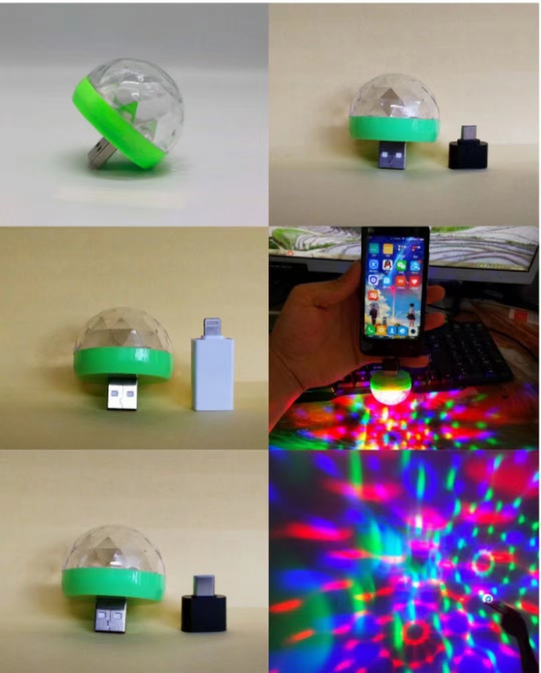 Rgb Stage Light Colorful Car Atmosphere Light Elf Mobile Phone Led Voice-Controlled Light Crystal Disco Magic Ball Light