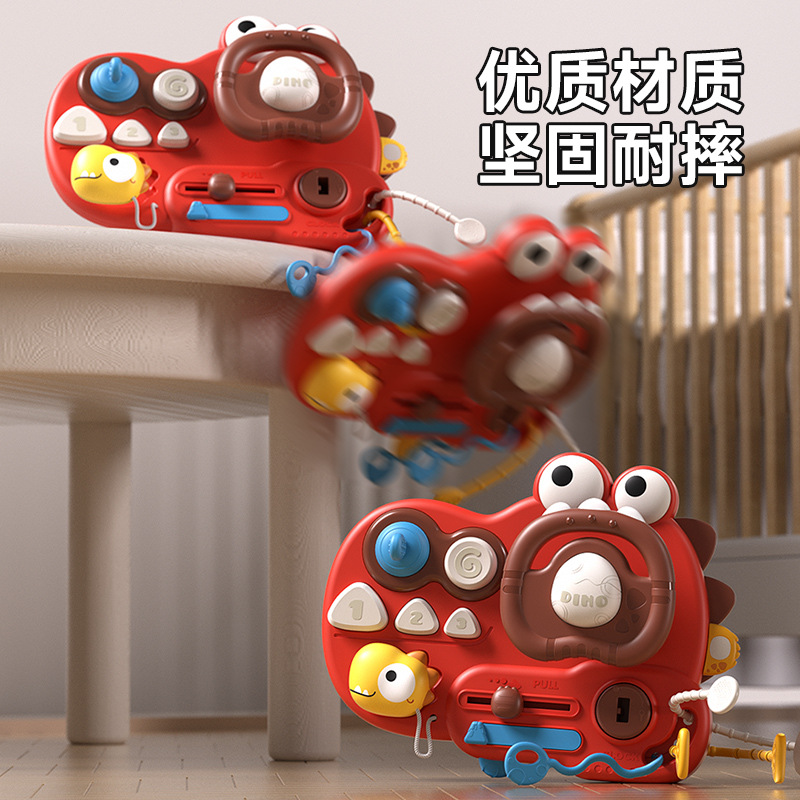 Cross-border Baby Multi-function Steering Wheel Puzzle Cartoon Dinosaur Lala Le Busy Board Baby Early Education Cart Toy