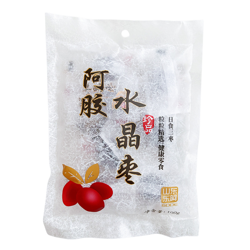 Shandong Manufacturer Genuine Donkey Hide Gelatin Crystal Jujube 100g Golden Honey Jujube Individually Packaged Honey Jujube Donkey Hide Gelatin Crystal Jujube