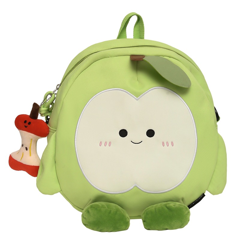 Spring and Summer New Niche Ins Cute Green Apple Cartoon Backpack Girly Heart Student Storage Crossbody Small Round Bag