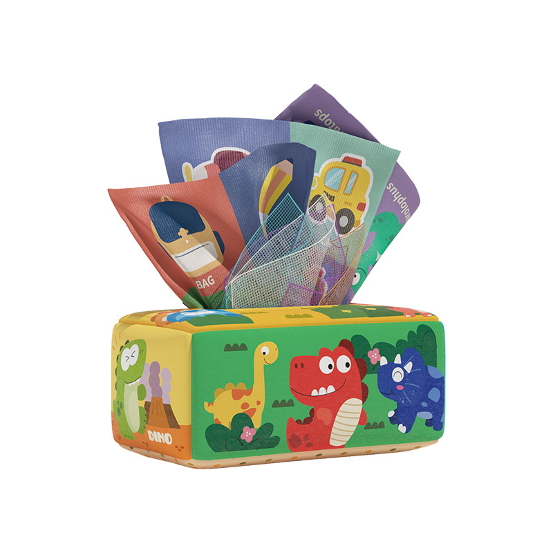 Baby tearable tissue box paper drawing toys 0-1 years old infant ringing paper early education cloth book educational toys wholesale