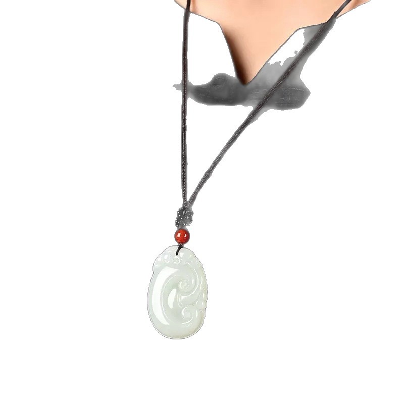 Natural Hetian Jade Ruyi Pendant for Men and Women, Jade Necklace for Couples, Peace and Wealth Jade Pendant, Everything Goes Well