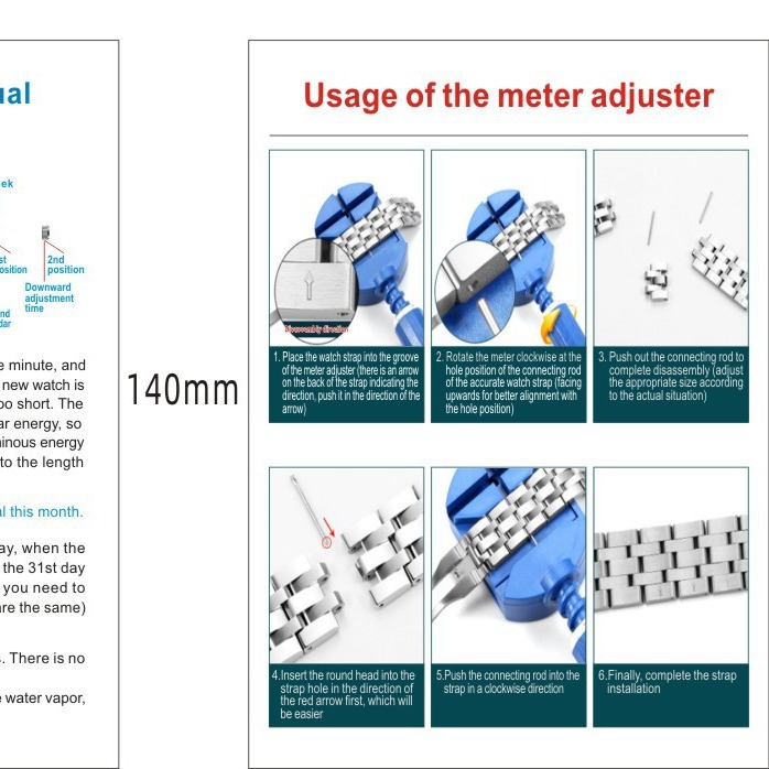 Mesh Belt Adjustment Tutorial Instructions Watch Manual Printing Black and White Colorful Installation and Use Manual