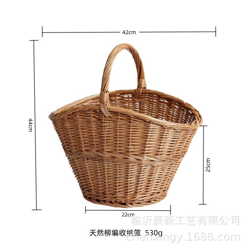 Rattan Flower Basket, Hand-Woven Thick Basket, Gardening Furniture, Flower Shop, Grocery Store, Fruit Storage Basket, Wicker Basket