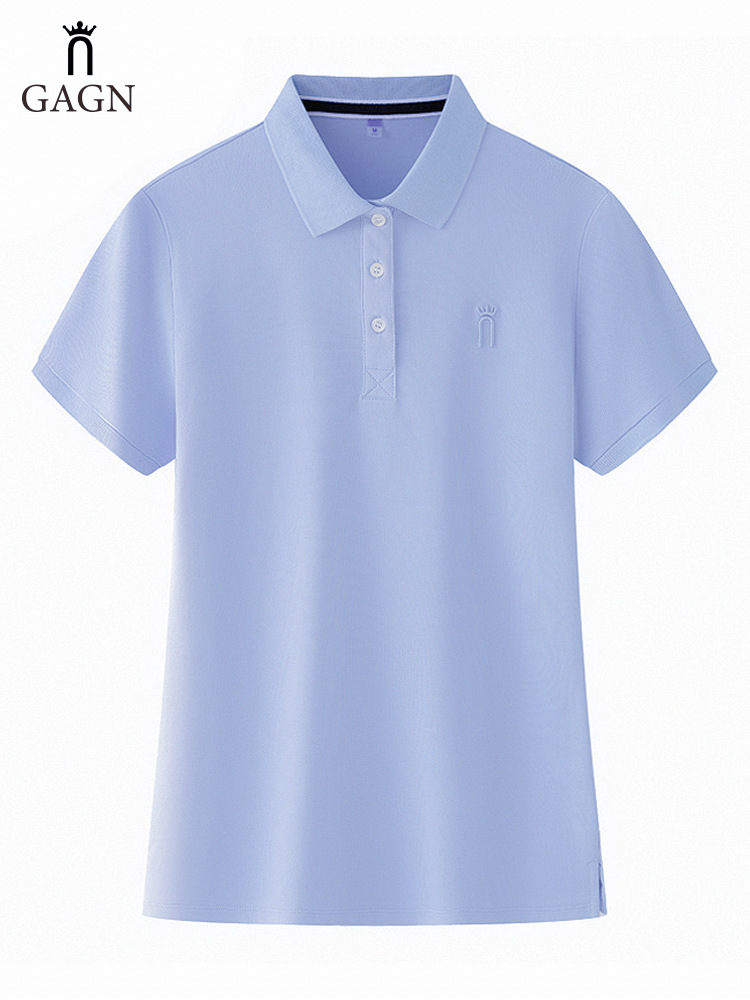 Crown Embroidery Summer Pure Cotton Shoulder Short Sleeve T-Shirt Women's Logo Paul Advertising Collar Women's POLO Shirt