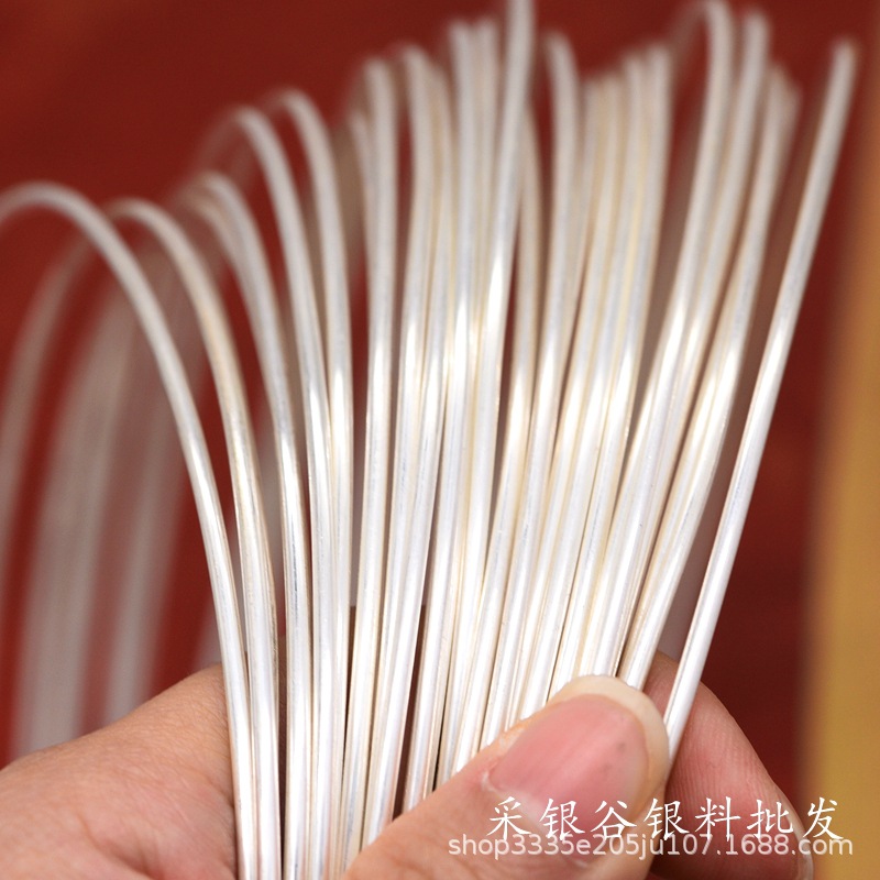 Round 9999 Pure Silver Wire Inlaid Sterling Silver Handmade DIY Filigree Braided Conductive Ring Bracelet Silver Material