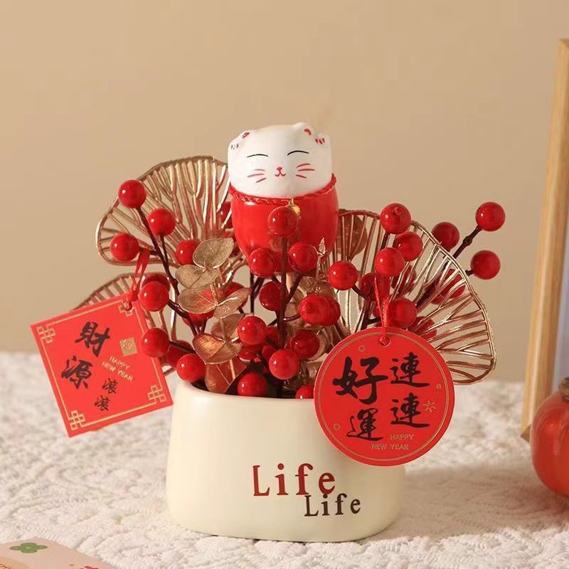 Simulation red fruit rich fruit life bottle decoration peace joy housewarming happy flower new year decoration flower
