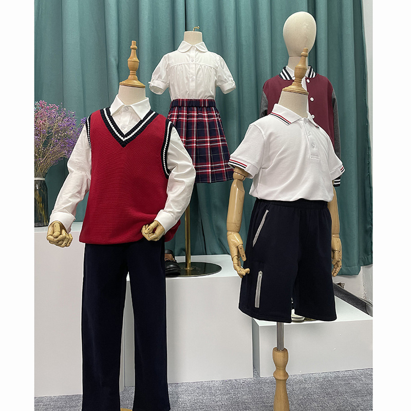 Peking University Peiwen School Uniform suit Primary School Students' dark gray Summer Thin Pants Children's Girls and Boys White Short-sleeved T-shirt