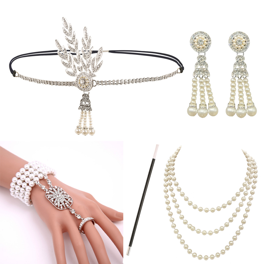 Костюм для вечеринки в стиле 1920-х годов Гэтсби, ювелирные изделия, браслет с кисточками, серьги, ожерелье