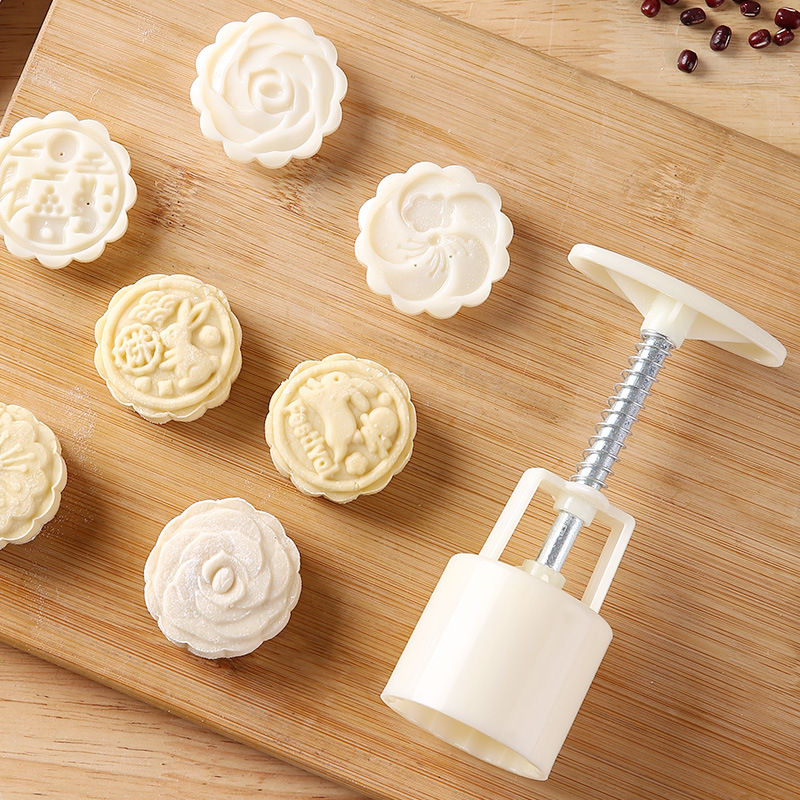 Ice-skin Moon Cake Embossing Mold Household DIY Hand-pressed Dim Sum Baking Printing Tool Pastry Mung Bean Cake Mold suit