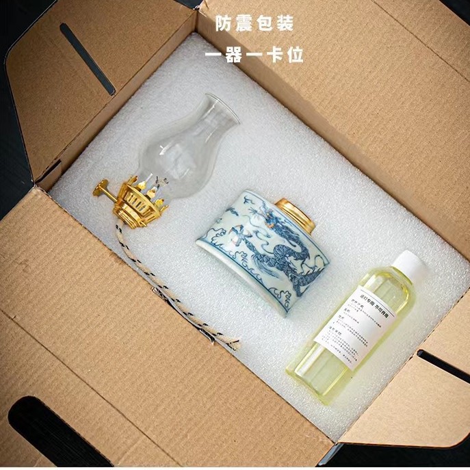 Ceramic Butter Lamp Camping Atmosphere Lamp Home Antique Small Oil Lamp Long Bright Lamp Buddha Ornaments Tea Room Gifts