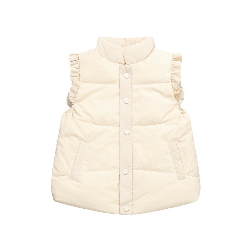 2025 New Children's down Vest Autumn and Winter Korean Style Girls Baby Warm Vest Girls Lace Waistcoat