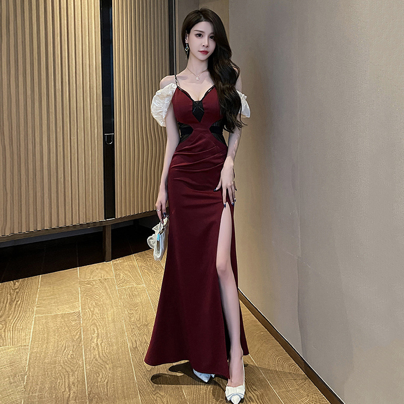 Элегантное новое вечернее платье с высоким разрезом, платье на день рождения, летнее, сексуальное, с открытыми плечами