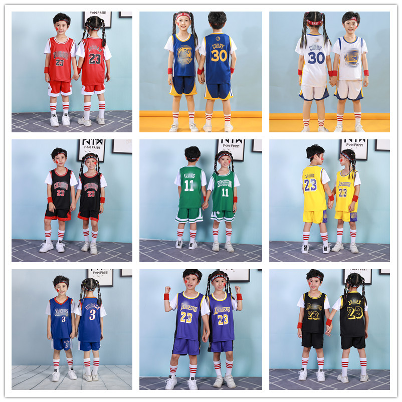 Комплект баскетбольной одежды для детей, короткий рукав, фальшивый двухкомпонентный комплект, быстросохнущая одежда
