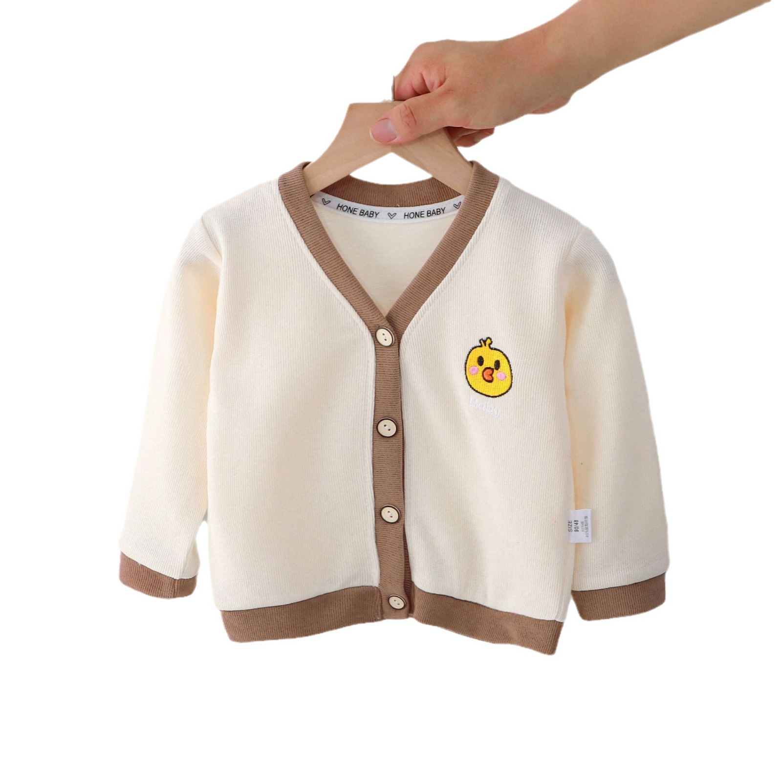 Children's Knitted Cardigan Long-Sleeved Sweater for Small and Medium-Sized Children Embroidered Flower Jacket Boys and Girls Spring and Autumn Children's Clothing Wholesale