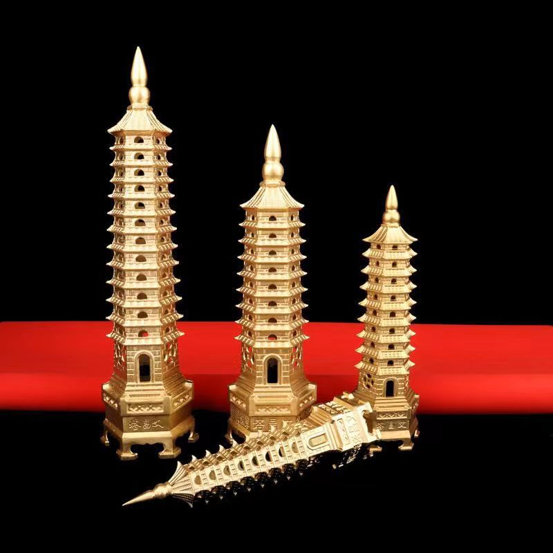 Wholesale ornaments student home study office Crafts decorative gifts nine-story thirteen-story pure copper Wenchang Tower
