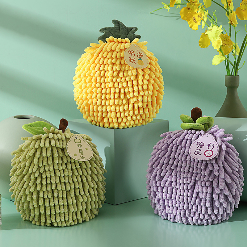 Red festive Ruyi Persimmon chenille hand ball hand towel kitchen hanging absorbent hand towel cross-border