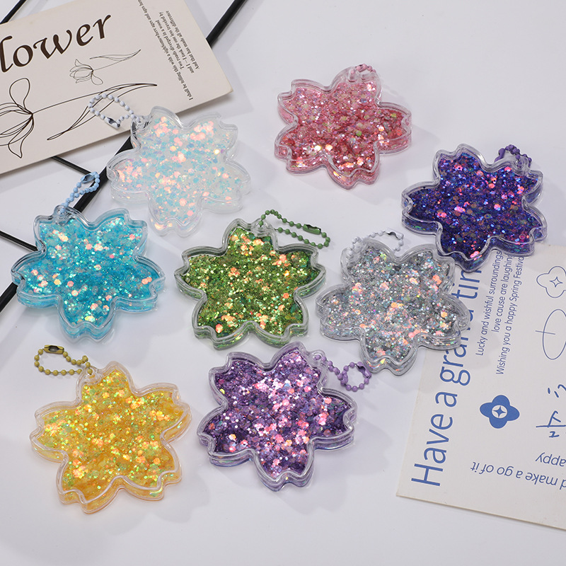 Creative oil quicksand goo card brick cartoon shaped cherry blossom love hourglass ticket root flow hemp goo plate toy collection