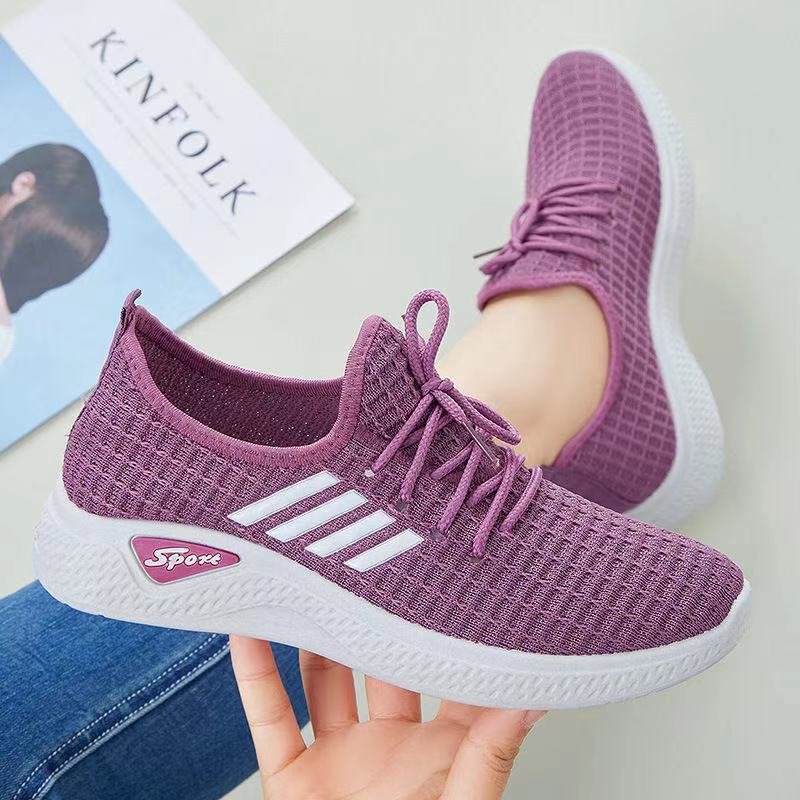 2021 New Feiwei Women's Sports Shoes Spring and Summer Soft Sole Casual Mom Shoes Mesh Low-Top Running Student Shoes
