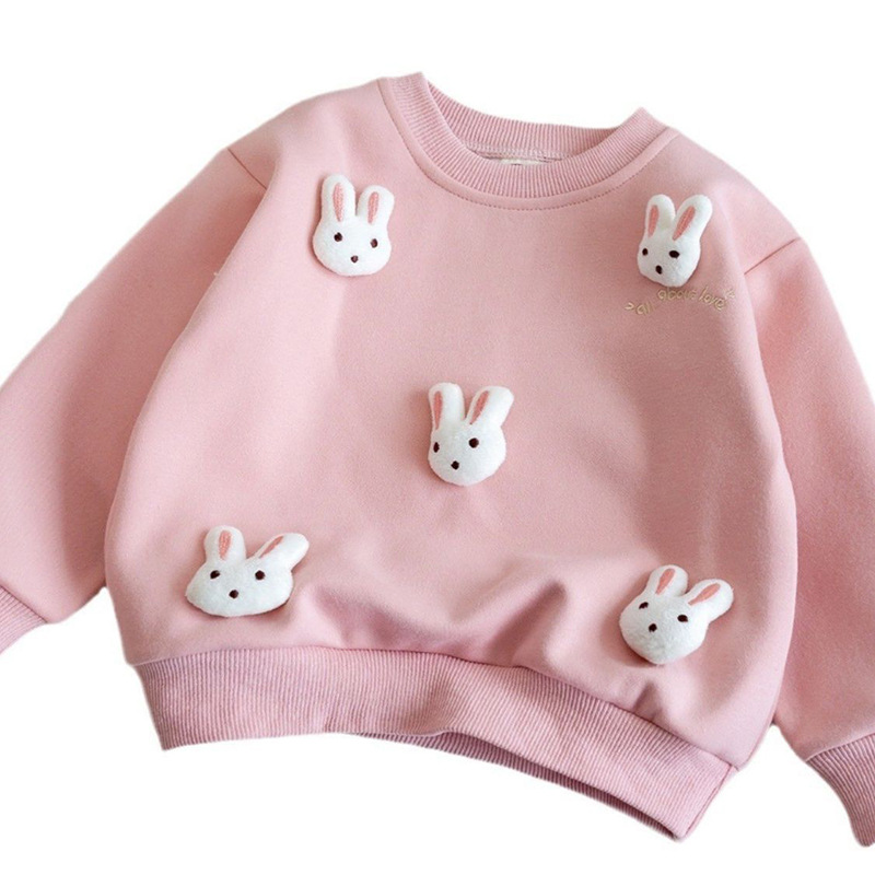 2024 autumn new female baby sweater Korean cartoon little girl top three-dimensional decorative rabbit children's clothing wholesale