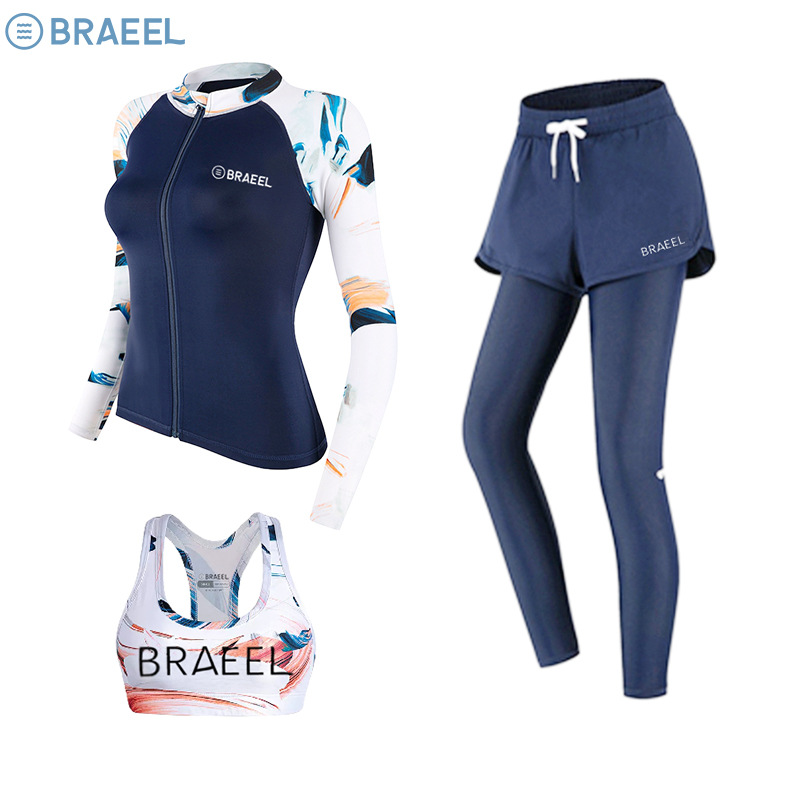 Korean-style Sunscreen Swimsuit Women's Split Summer Long-sleeved Trousers Diving Suit Quick-drying Surfer Suit Slim-fit Snorkeling Suit Jellyfish Suit