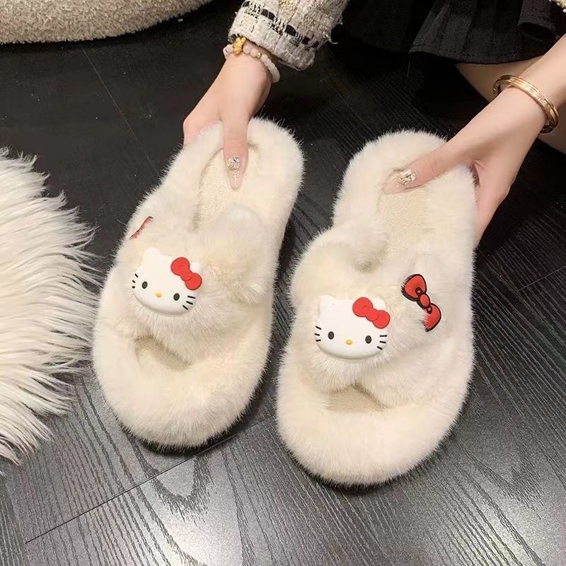 Популярные тапочки Mao Mao для женщин, зимняя обувь 2024 года, новые толстые и мягкие домашние обувь для весны и осени