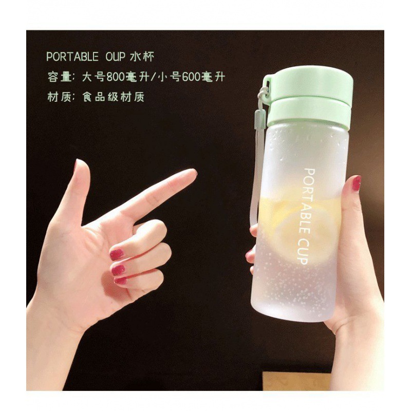 Water cup plastic cup wholesale sports water bottle frosted double lid high color value large capacity men and women net red water cup students