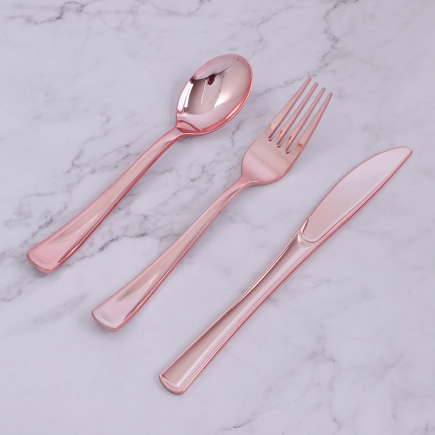 0.21 Yuan/Piece Manufacturer's Spot Uv Electroplating Disposable Knife, Fork and Spoon for Meal Birthday Party Set Cross-Border Supply