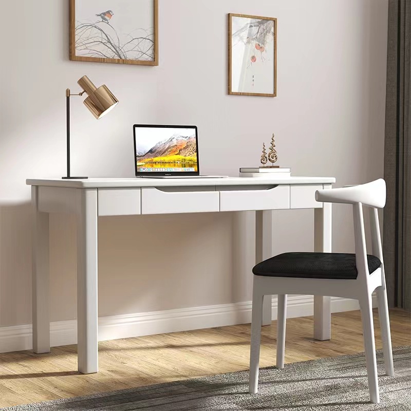 Nordic Solid Wood Desk and Chair Small Apartment Modern Simple Learning Writing Desk for Primary and Secondary School Students Bedroom Home Computer Desk
