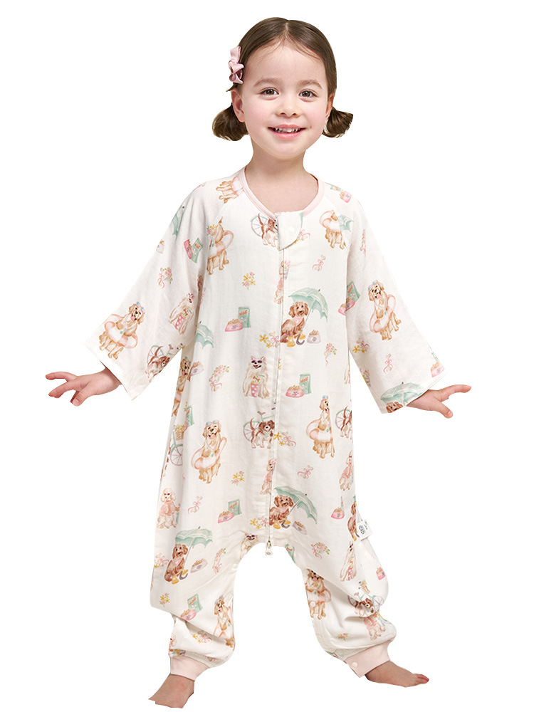 Andan 2025 New Children's Sleeping Bag Spring and Summer First Four Rear Two Bamboo Cotton Gauze Split Leg Sleeping Bag Andan Sleeping Bag