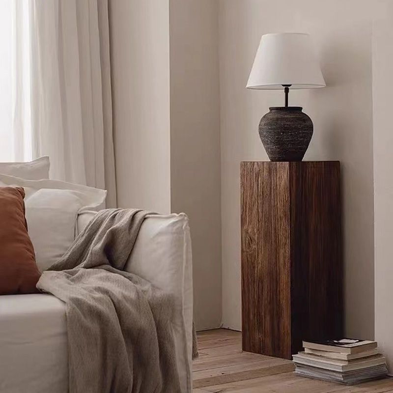 Wabi-Sabi Style Square Wooden Stool Flower Stand Log Tree Stump Coffee Table Side Table Retro Natural Solid Wood Base Display