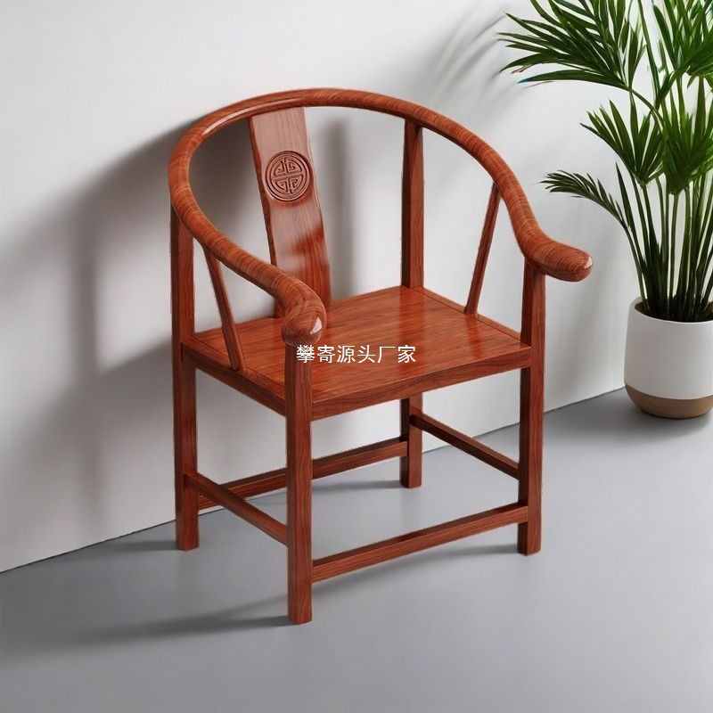 Solid Wood Armchair Tea Chair Vintage Backrest Chair Armchair Rubber Wood Leisure Home Office Master Chair Retro