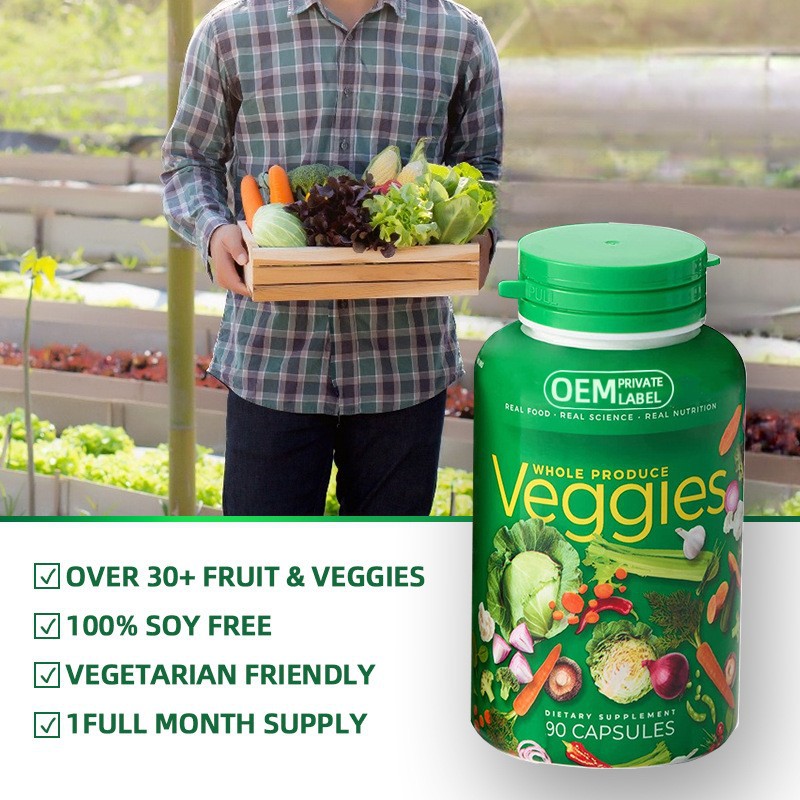 Cross Border in stock tk Hot Selling Vegetable and Fruit Capsules Multivitamin Dietary Fiber Vegetarian temu Fruit and Vegetable Capsules