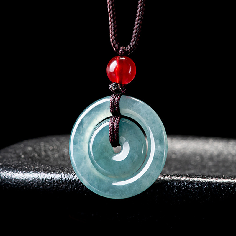 Natural A goods jade blue water peace buckle buckle jade pendant pendant for men and women jade pendant wholesale