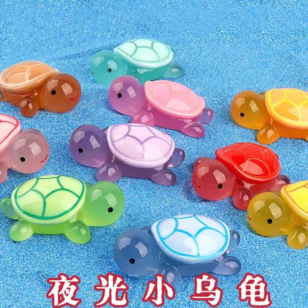 Internet Celebrity Cartoon Turtle Series Micro-Scenery Fish Tank Landscaping Ornaments Cute Colorfulful Little Turtle Luminous Ornaments