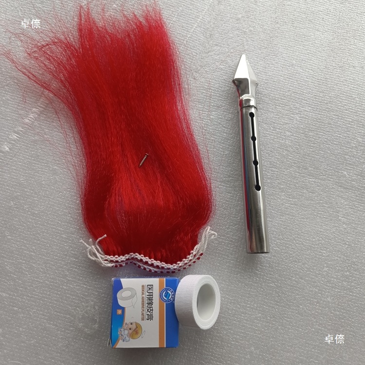 Martial Arts Gun Head Stainless Steel Competition Gun Head Pair Practice Gun Head Performance Gun Head Training Gun Head Red Silk Gun Red Silk Gun Head