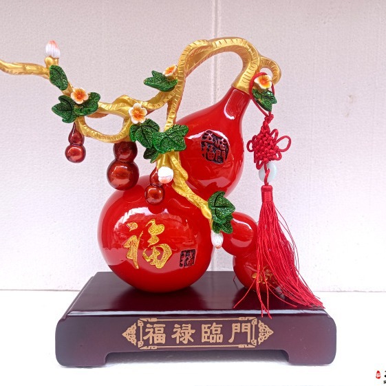Fulu Linmen Gourd Fulu Double Full Resin Crafts Feng Shui Ornaments Opening Home Decoration Gifts